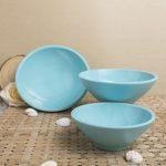 3pcs Set Ethnic Serving Bowls Sky Blue