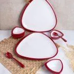 8pcs Set Triangular Thali Red Maroon