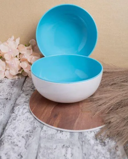 white and blue bowls